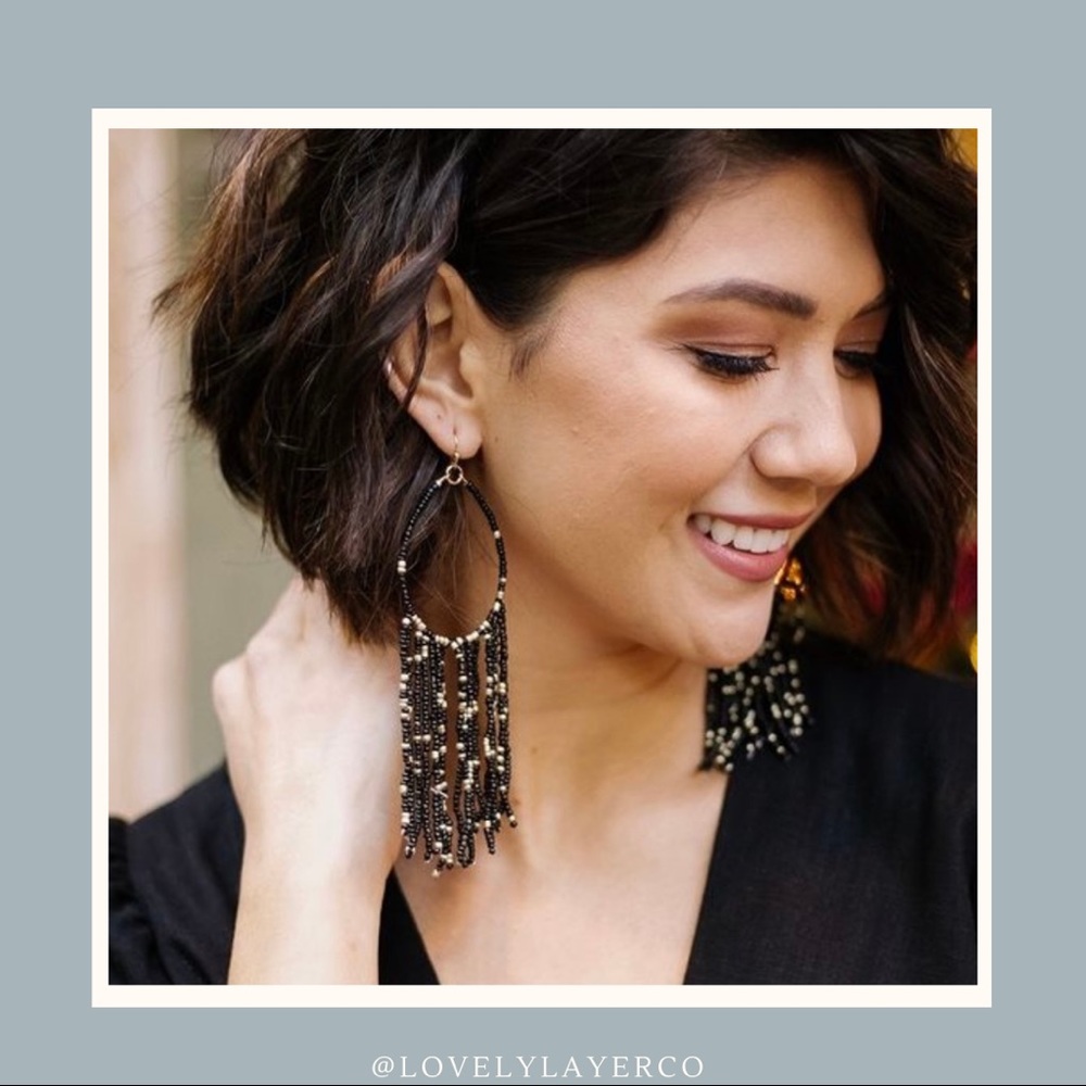 Boho Beaded Tassel Earrings NWT